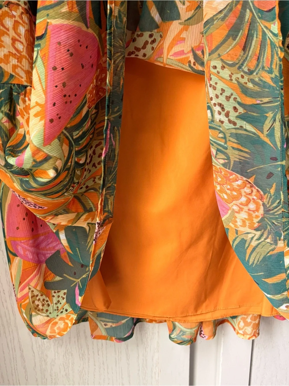 Tropical Tiered Maxi Skirt in Orange, Green & Pink